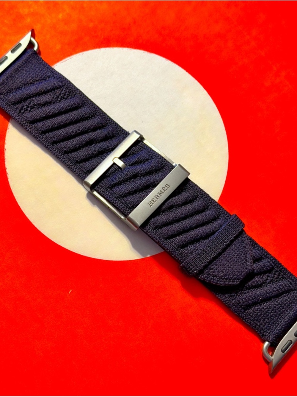 Original Authentic Hermès Navy Blue Black En Mer Apple Watch band 49mm